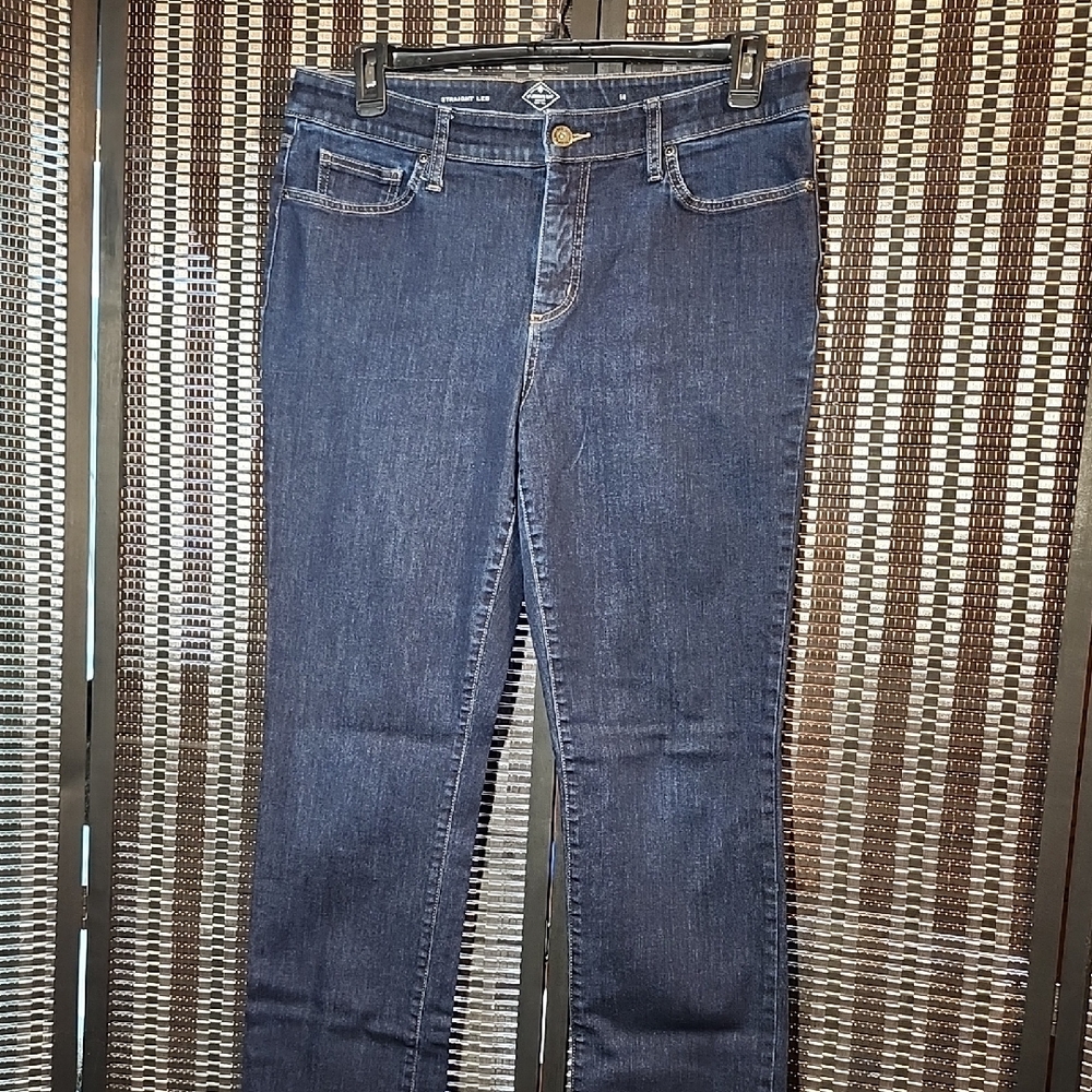 St Johns Bay Straight Leg Blue Jeans Sz 14